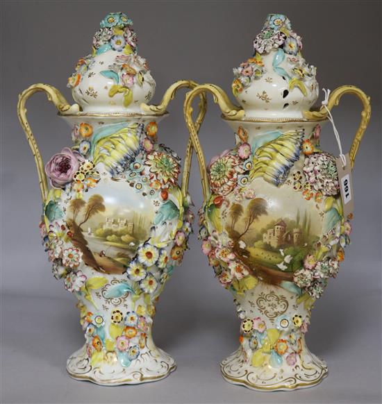 A pair of Dresden vases